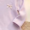 thumbnail image 5 of Splozh Little Girls Ribbed Knit T Shirt with Lace Ruffle Hem Cute Bowknot Shirt Long Sleeve Crewneck Top,Purple,6-12 Months, 5 of 8