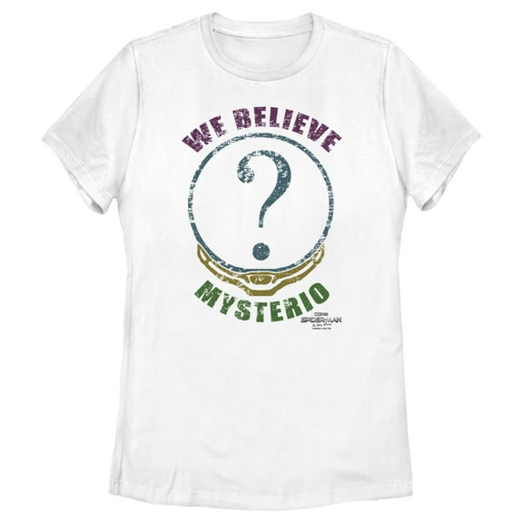 Women's Marvel Spider-Man: No Way Home We Believe Mysterio Distressed Graphic Tee White X Large