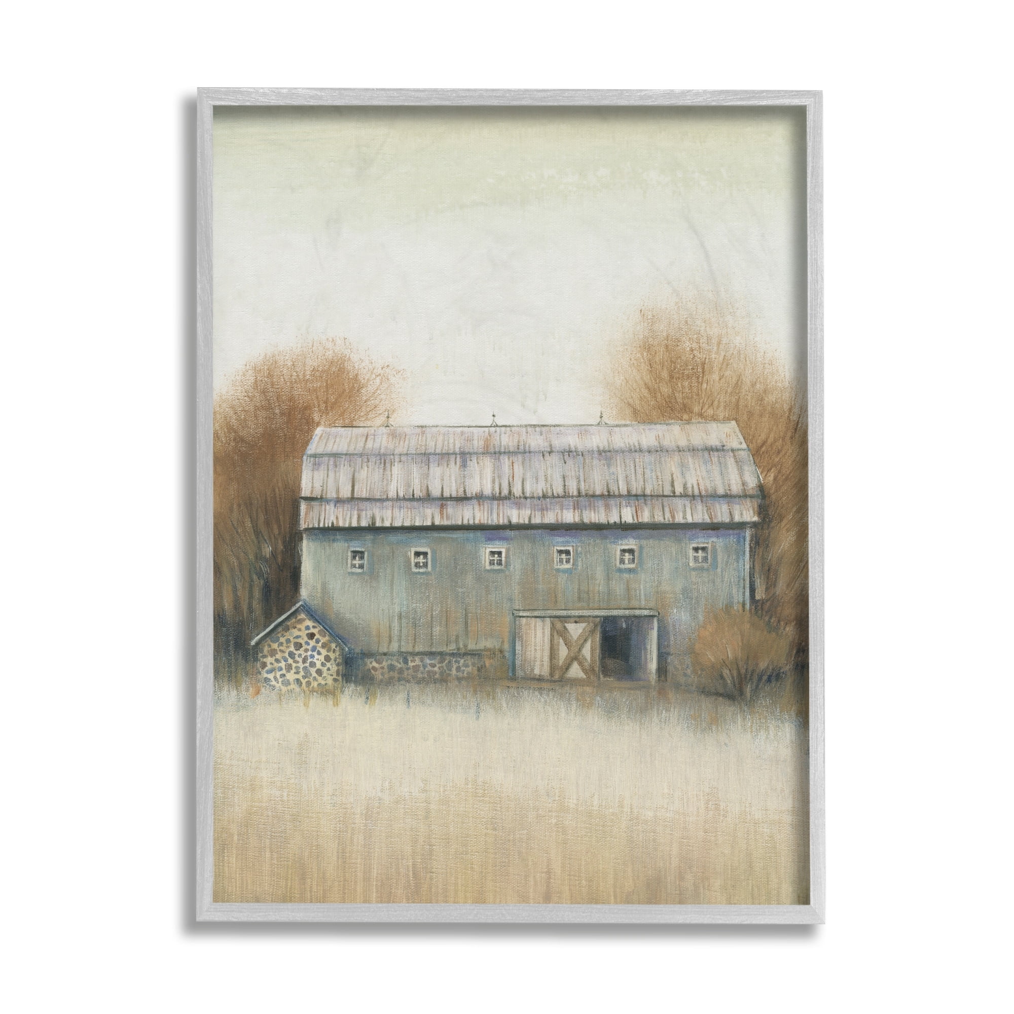 Stupell Industries Autumn Barn Doors Vintage Farm Landscape Gray Framed by Tim O'Toole