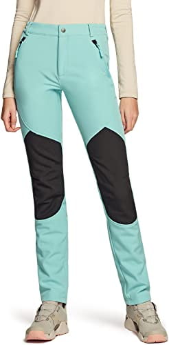Fleece Lined Waterproof Hiking Pants Insulated Work Outdoor Pants TSLA Womens Softshell Winter Snow Ski Pants 