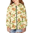 thumbnail image 4 of chaqlin Cute Hoodies for Teen Girls Fall Capybara Long Sleeve Hooded Sweatshirt Flower Full Zip Hoodie Jacket Kids Sweater Top with Kangaroo Pocket, 4 of 7