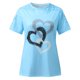 thumbnail image 3 of Camiseta de manga corta con cuello redondo y encaje estampado informal para mujer Pompotops hkajfhjk463253, 3 of 4