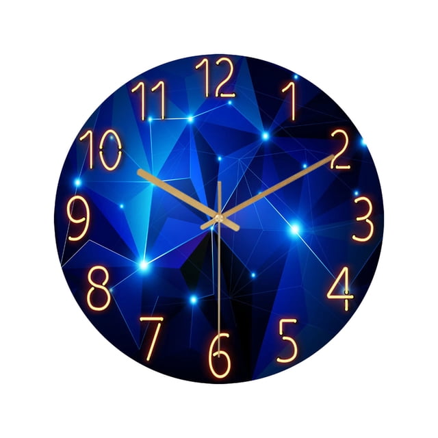 Wall Clock Glass Geometric Clock Wall Quartz Silent Room Watch Clock Living Clock