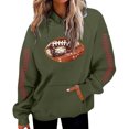 thumbnail image 2 of Womens Tunic Fall Oversized Hooded Long Sleeve Puff Drop Shoulder with Pocket Graphic Leisure Cotton Hoodie Sweatshirt(Green,M), 2 of 5