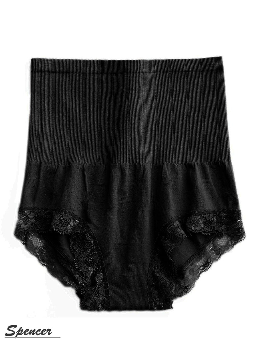Spencer Women High Waist Tummy Shapewear Body Control Slim Shaper Panty Girdle  Underwear Black 