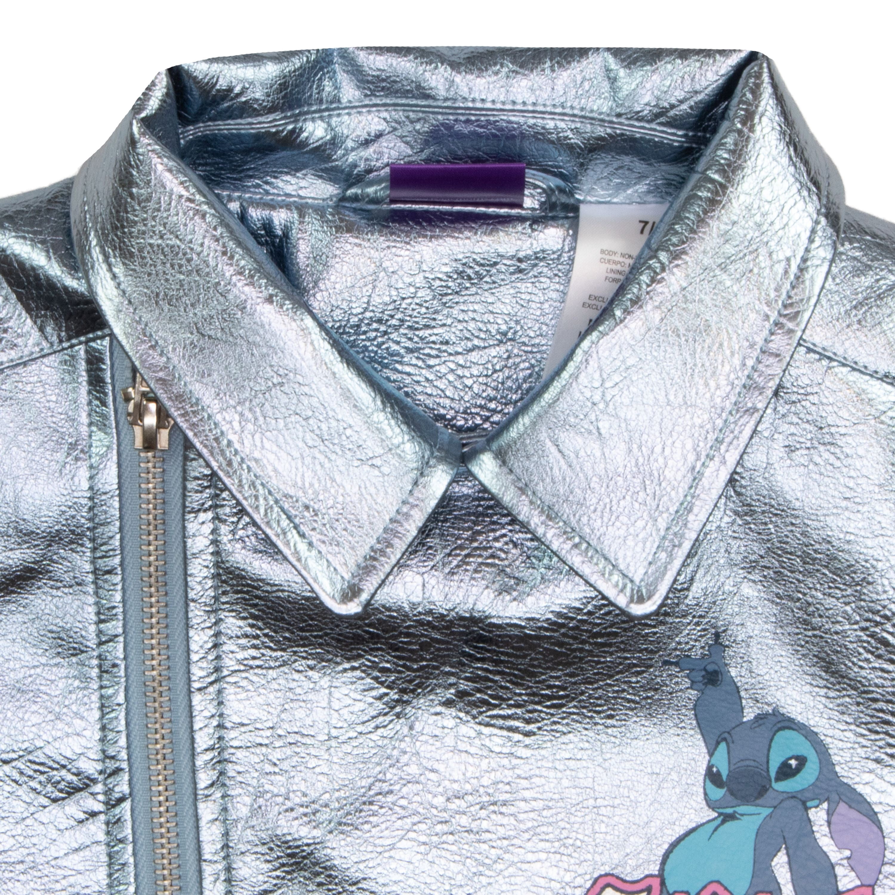 Disney Lilo & Stitch Rock and Roll Girl's Faux Leather Jacket - Zip-Up Moto Biker Jacket for Kids (Size 4-12)