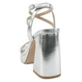 thumbnail image 3 of Delicious Shoes Women Block High Heel Buckle Ankle Strap Open Toe Platform MUFFIN-S Silver Metallic 8, 3 of 5