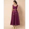 thumbnail image 4 of Indya Women's Wine Embroidered Belted Peplum Layered Kurta, 4 of 6