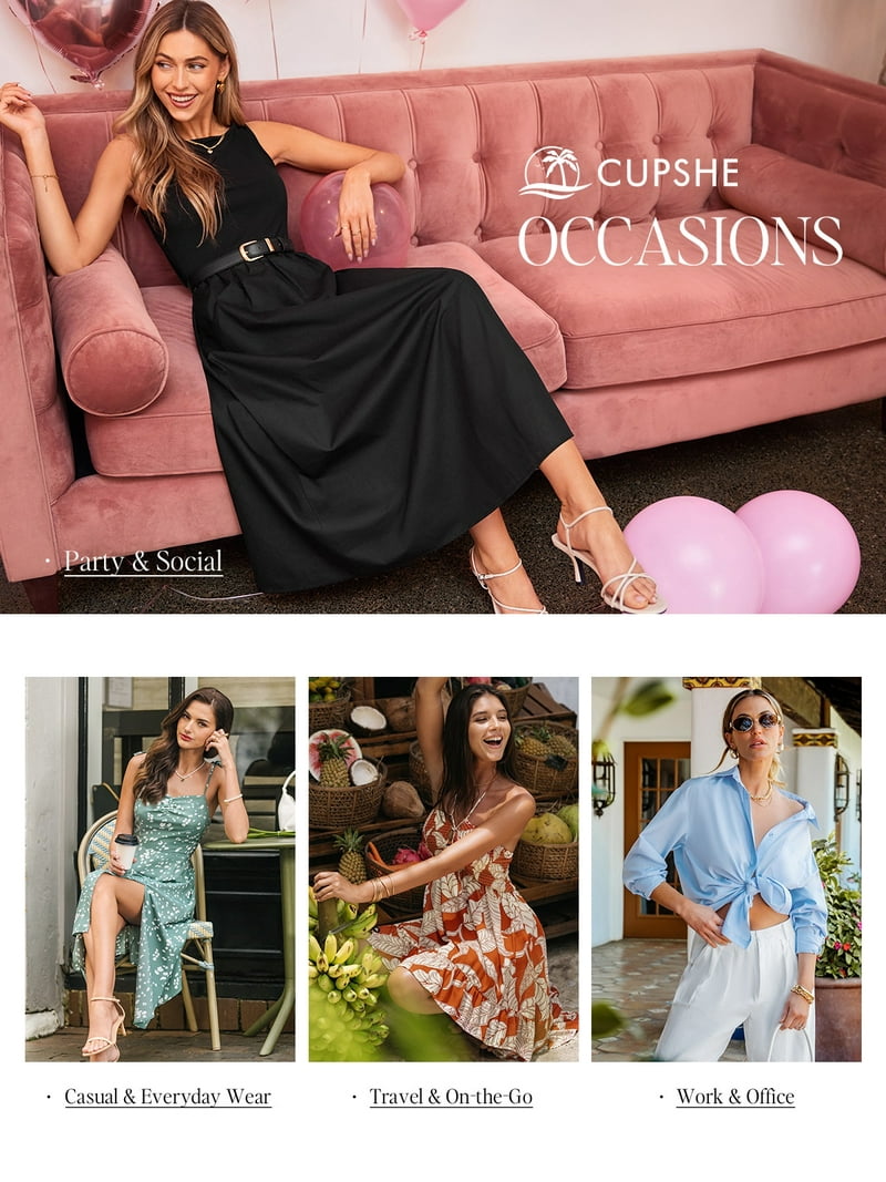 Cupshe Women's Denim V-Neck Mini Dress: Casual Summer