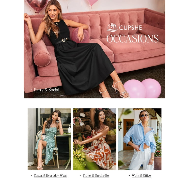 Cupshe Women's Denim V-Neck Mini Dress, Sleeveless, Casual