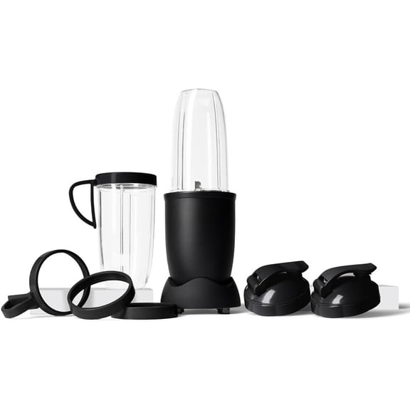 900‑Watt Compact Personal Blender, Matte Black, Multi‑Cup Set for Smoothies & Nutrient Extraction