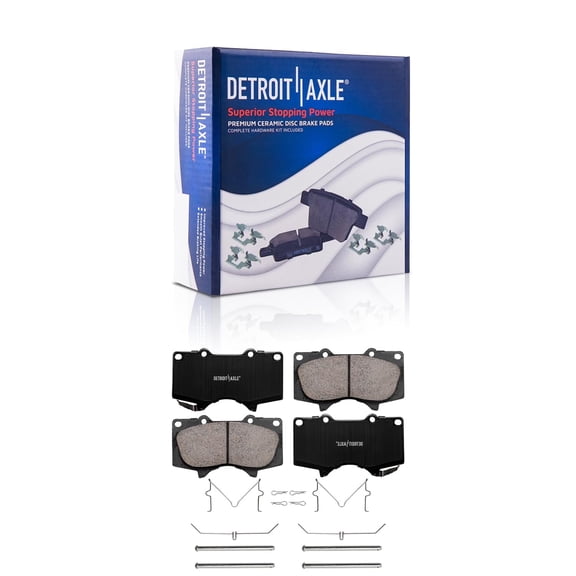 Detroit Axle - Front Brake Pads for 2003-2009 Lexus GX470 Toyota 4Runner 2007-2014 FJ Cruiser 2001-2007 Sequoia 2005-2025 Tacoma 2000-2006 Tundra, Ceramic Brake Pads with Hardware