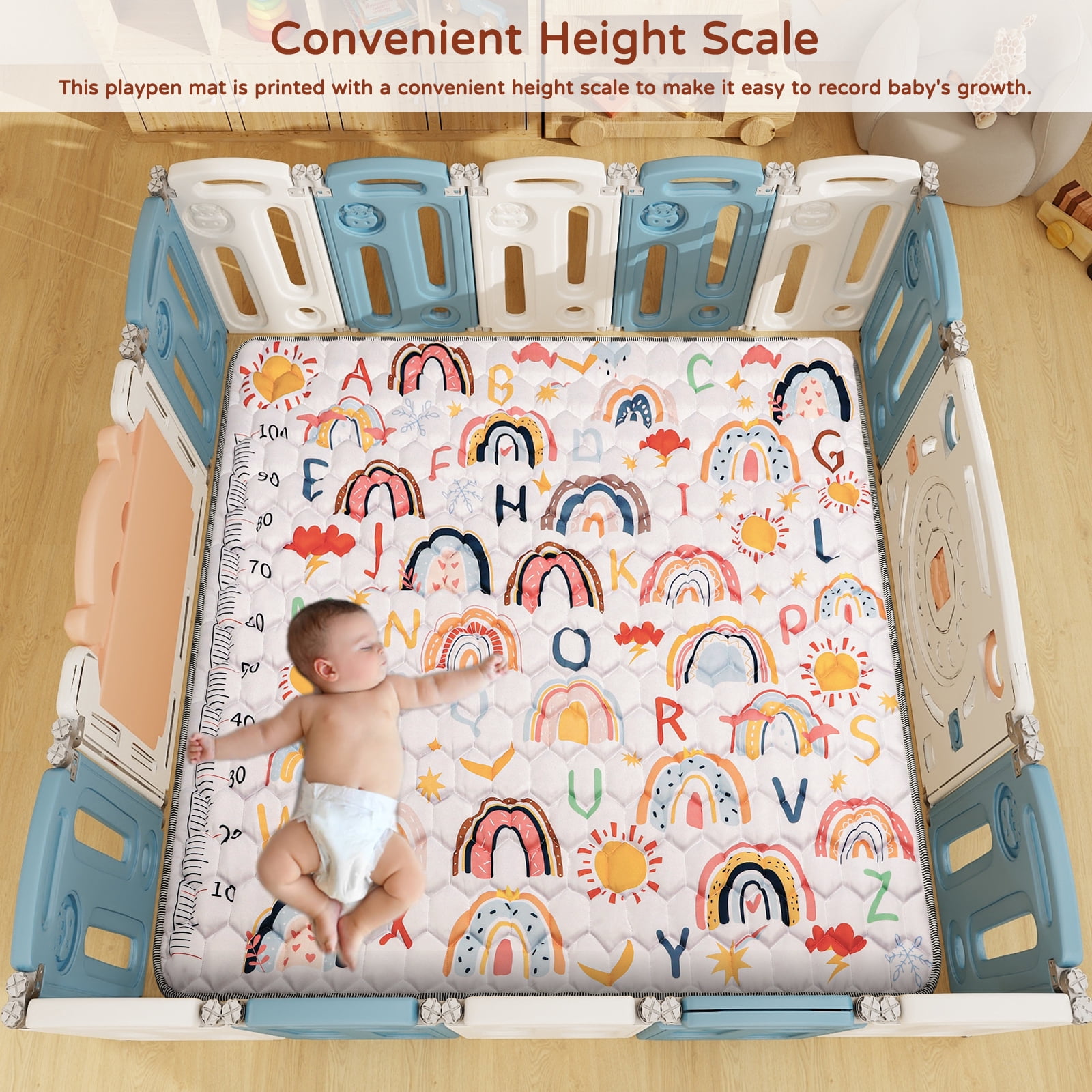 AKASISRUG Baby Play Mats for Floor, 50"x50" Boho Rainbow Play Mat for Playpen Playyards Thicken Soft Padding Foam Playmats for Babies Toddlers Infants Baby Crawling Mat Kids Play Mats Pad Tummy Time