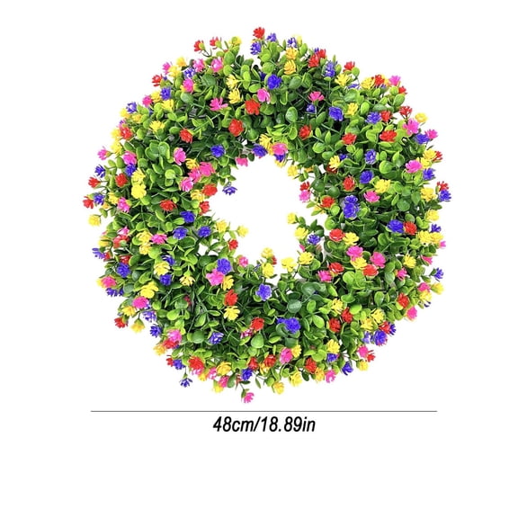 Plastic Colorful Wreath Spring And Summer Decoration Artificial Leaf Wreath For Gate Door Wall