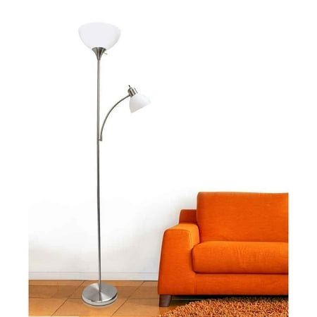 Simple Designs - Floor Lamp with Reading Light - Brushed Nickel