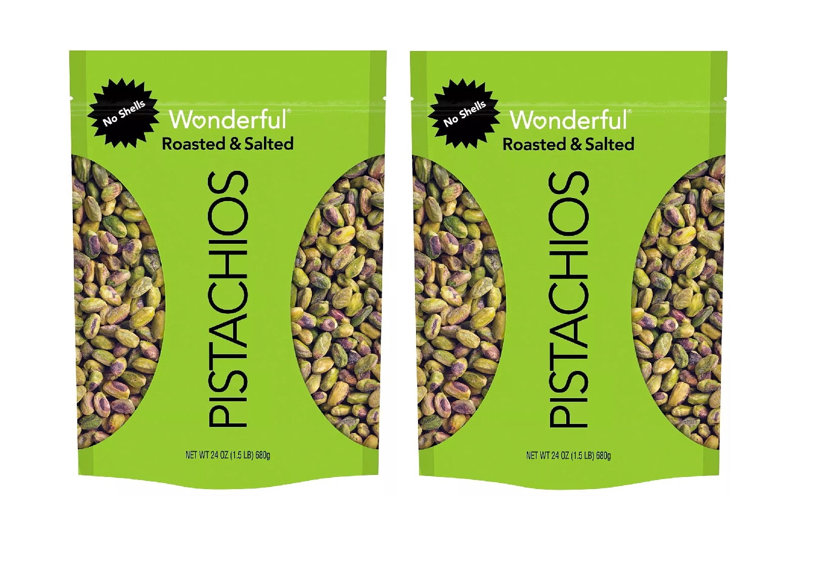 Wonderful Pistachios Shelled, Roasted and Salted (24 oz.) 2PK