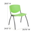 thumbnail image 6 of Emma + Oliver Home and Office Green Plastic Stack Chair with Perforated Back - Guest Chair, 6 of 11