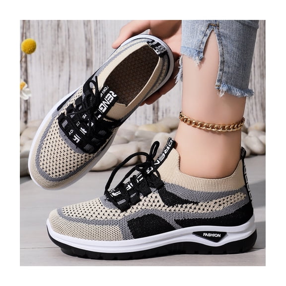 Women's Breathable Knit Slip-On Sneakers, Lightweight Casual Running Shoes