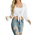thumbnail image 2 of Cueply Women's 3/4 Sleeve Tie Front Cardigan Shrug Bolero Lightweight Top Summer Casual Short Shawl, 2 of 7
