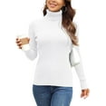 thumbnail image 1 of HSHDLDF Women's Ribbed Turtleneck Sweater Long Sleeve Knitted Solid Pullover, 1 of 6