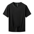 thumbnail image 1 of Camiseta de manga corta de seda helada para hombre - Camiseta deportiva de secado rápido - Poliéster transpirable, ropa informal para hacer ejercicio en interiores y exteriores, 1 of 8