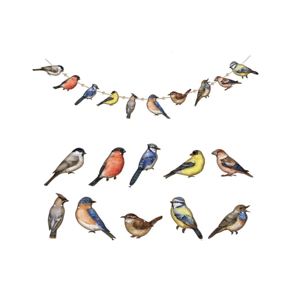 DefiDgd 10pcs Wooden 2D Flat Hanging Bird String Hanging Pendant,Colorful Flat Tropical Bird Statue for Summer Party Tree Wall Window Hanging Decoration Supplies(A)