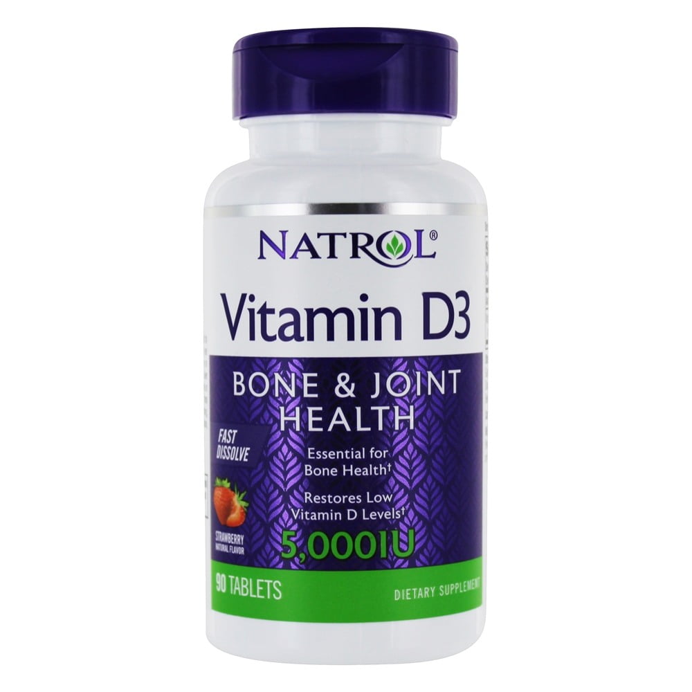 Natrol Vitamin D3 Fast Dissolve Bone & Joint Health Strawberry 5000