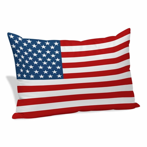 American Flag Pillow Covers 12"x20", Blue Red USA Flag Soft Brushed Microfiber Breathable Throw Pillow Covers, Decorative Pillowcase with Zipper for Couch Sofa Bedroom Living Room