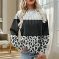 thumbnail image 5 of MELDVDIB Womens Color Block Sweatshirt Fall Winter Long Sleeve Oversized Hoodless Sweatshirt Casual Crewneck Pullover Tops Black XL, 5 of 5