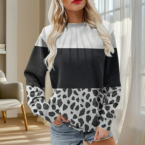 Heisall Womens Hoodies Spring Autumn Non-positional Print Fashion Casual Loose Ribbed Design Crewneck 2025 New Arrival Tops