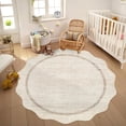 thumbnail image 2 of Scalloped Edge Area Rug – Non-Slip, Machine Washable Low Pile Indoor Carpet, Modern Farmhouse Floor Mat for Living Room, Bedroom, Nursery, Dining Room, Office, 2 of 10