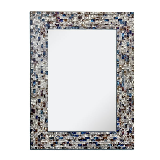 Multi Colored Silver Luxe Mosaic, Mosaic Tile Framed Bathroom Mirror