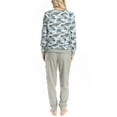 thumbnail image 3 of MUK LUKS Likely to Lounge Women's 2-Piece Pajama Set, Minky Fleece Long Sleeve and Jogger Pjs, Gray/River Camo, P/L, 3 of 6
