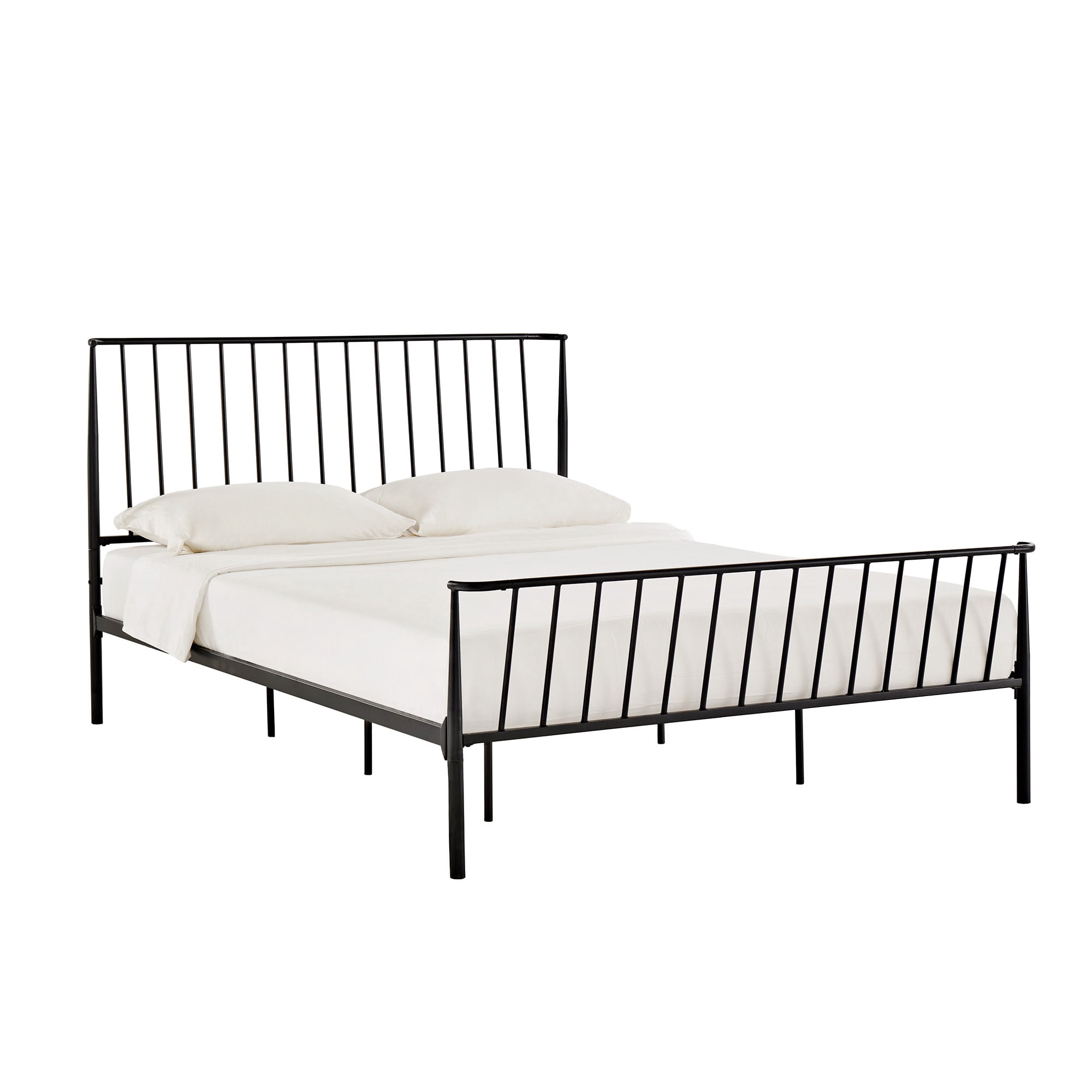 Weston Home Luling Queen Metal Slat Bed, Matte Black