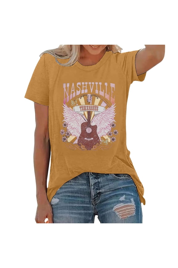 Womens T Shirts Graphic Country Music Shirt Vintage Tennessee Graphic Rodeo Western Short Sleeve Tee Tshirts Top