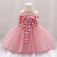 thumbnail image 2 of Vestido Para Niñas, Ropa Para Niñas Pequeñas, Temperamento, Flores, Perlas, Hilo De Red, Vestido De Fiesta De Cumpleaños, Vestidos, Rosa Intenso Odeerbi LM103-8314, 2 of 9
