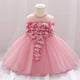 thumbnail image 2 of Vestido Para Niñas, Ropa Para Niñas Pequeñas, Temperamento, Flores, Perlas, Hilo De Red, Vestido De Fiesta De Cumpleaños, Vestidos, Rosa Intenso Odeerbi LM103-8313, 2 of 9
