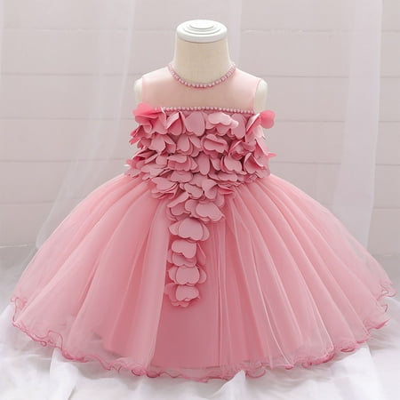 

Tejiojio Girls and Toddlers Soft Cotton Clearance Toddler Girls Temperament Flowers Pearl Cute Net Yarn Birthday Party Gown Dresses