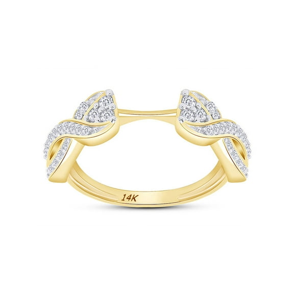 14K Yellow Gold 0.25 ct Natural Diamond Solitaire Wrap Ring Jewelry For Womens-7.5