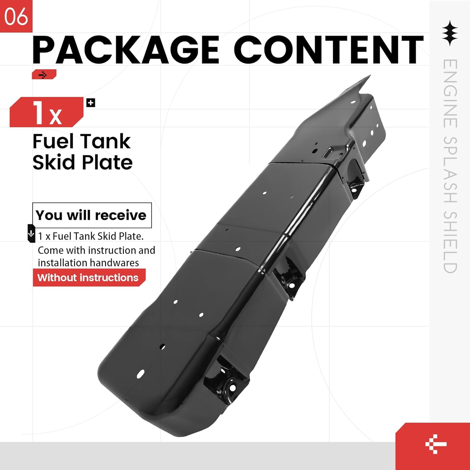 KOJEM Fuel Tank Skid Plate Guard Compatible with 2007-2018 Jeep Wrangler 4 Door Powder Coated Heavy Duty Steel 52059747AD 52059747AE 52059747AF 52059747AG