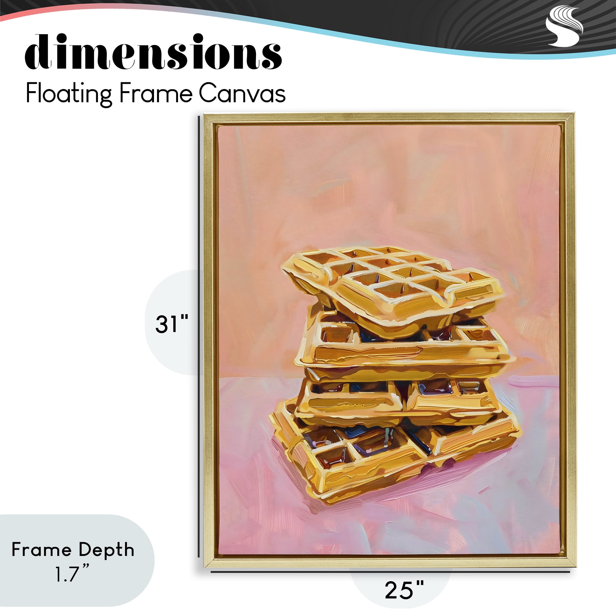 Stupell Industries Stack of Fluffy Waffles Gold Framed Floater Canvas Wall Art, design by The Prints Vibe