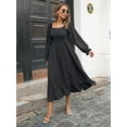 thumbnail image 6 of Purcoar Women's Shirred Ruffle Long Sleeve Dress Square Neck Flowy Dresses, 6 of 7