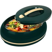 Elegant Large Oval Insulated Casserole Carrier Dish- One Hand Open Lid- 3.15 qt. Luxury Hot Pot Food Warmer/Cooler -Thermal Serving Bowl For Buffet/Parties-Stainless Steel Hot Food Container -Dark pin