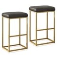 thumbnail image 7 of BELLEZE 30" Bar Height Bar Stools Set of 2, PU Leather Backless Barstools, Modern Upholstered Kitchen Stools with Metal Base Kitchen Island Chairs for Bar Pub Bistro, Grey & Gold, 7 of 7