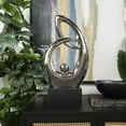 thumbnail image 2 of 14" x 25" Silver Ceramic Looped Abstract Sculpture with Black Block Base, by DecMode, 2 of 10