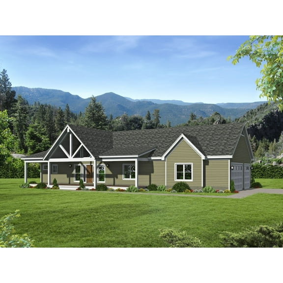 763-15004: Traditional Country 2 Bed, 2 Bath Luxury Home Plan, 1500 Sq Ft: Full Blueprints with License to Build by Home Plan Marketplace - Lesuto