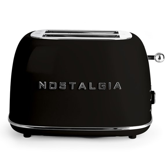 Tostadora Nostalgia 2 Rebanadas Negra con Función de Descongelado y Bagel