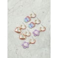 thumbnail image 3 of Way to Celebrate Halloween Cute Mini Hoop Earring Trio, Heart, Flower and Monster Face, Pink, 3 Pairs, 3 of 3