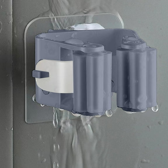 Wall Mount Mop Holder with Strong Adhesive | No Drill Broom Organizer for Bathroom & Utility Room | Heavy Duty Stainless Steel Rake & Shovel Hanger | 1-Pack