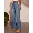 thumbnail image 5 of Wide Leg Jeans for Women High Waisted Stretchy Straight Pants Leg Boyfriend Baggy Jeans Blue L, 5 of 8